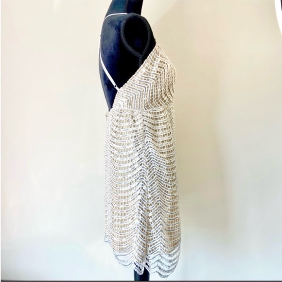 Lulus Lele White & Silver Sequin Mini Dress Size Medium - Picture 4 of 10